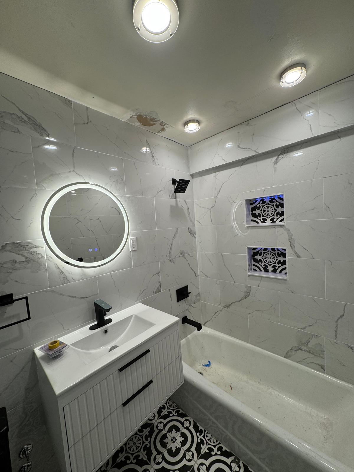 LED mirror and modern vanity