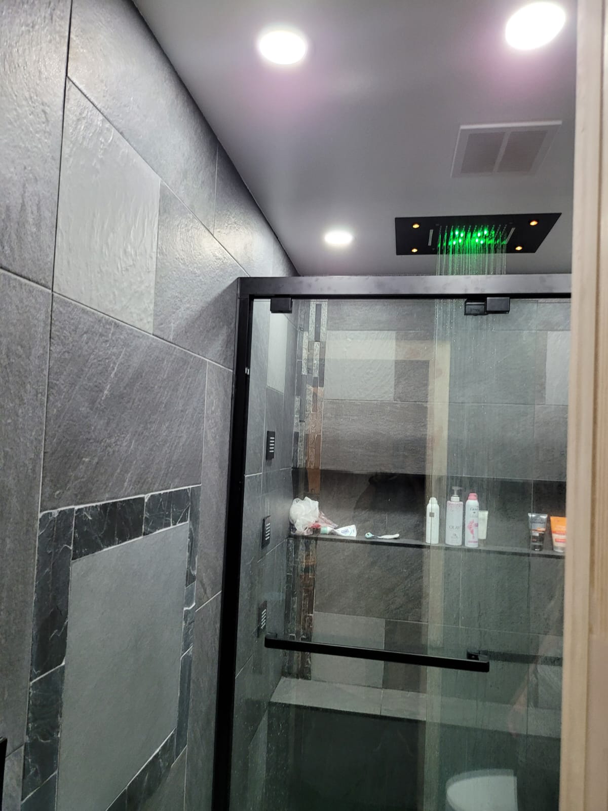 Completed luxury shower with LED lighting